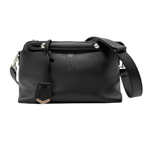 Fendi By the Way Leather Shoulder Bag Black Silver